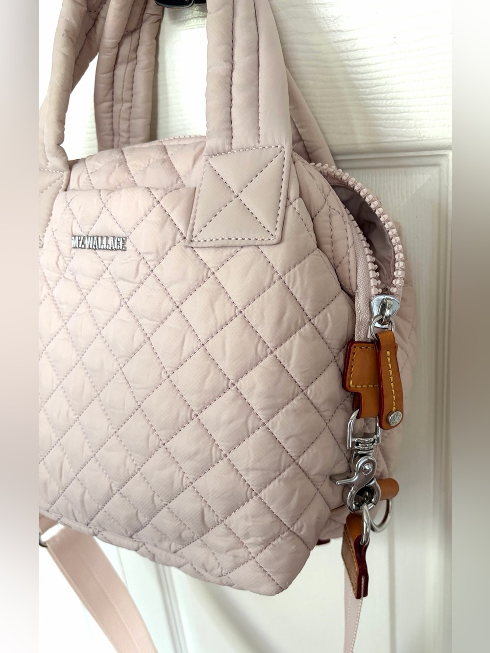 MZ Wallace Small Sutton Deluxe Tote Bag Crossbody Pale Pink - Picture 5 of 14